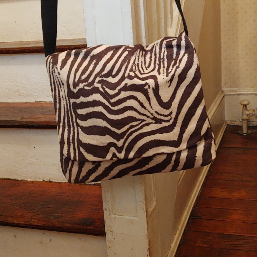 Messenger Bag ultra suede zebra print